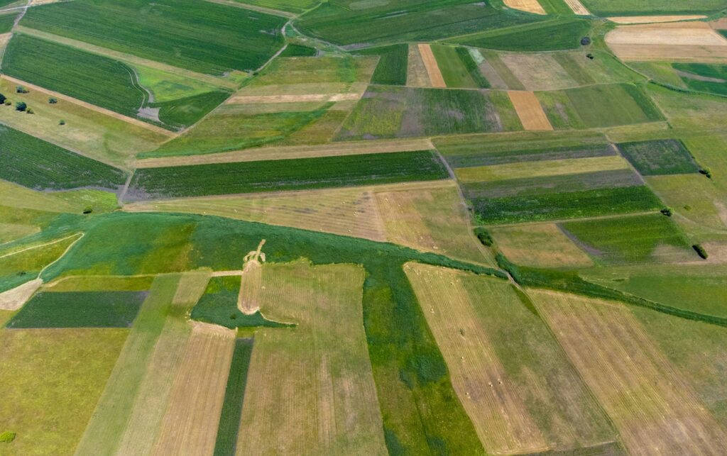 Many cultivated lands seen from above